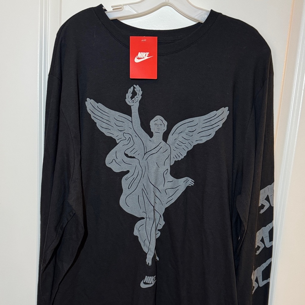 Nike Black Long Sleeve with Gray Angel Design XXL
